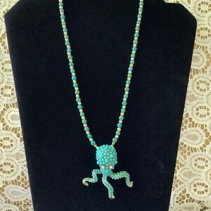 Vintage Octopus Necklace, turquoise & gold